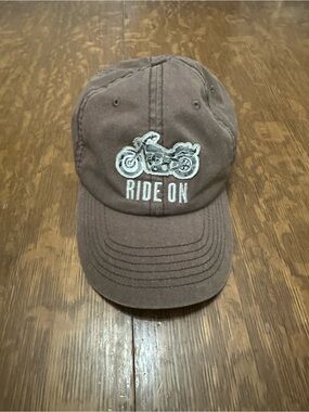 Life is Good "Ride On" Motorcycle Embroidered Hat - Brown